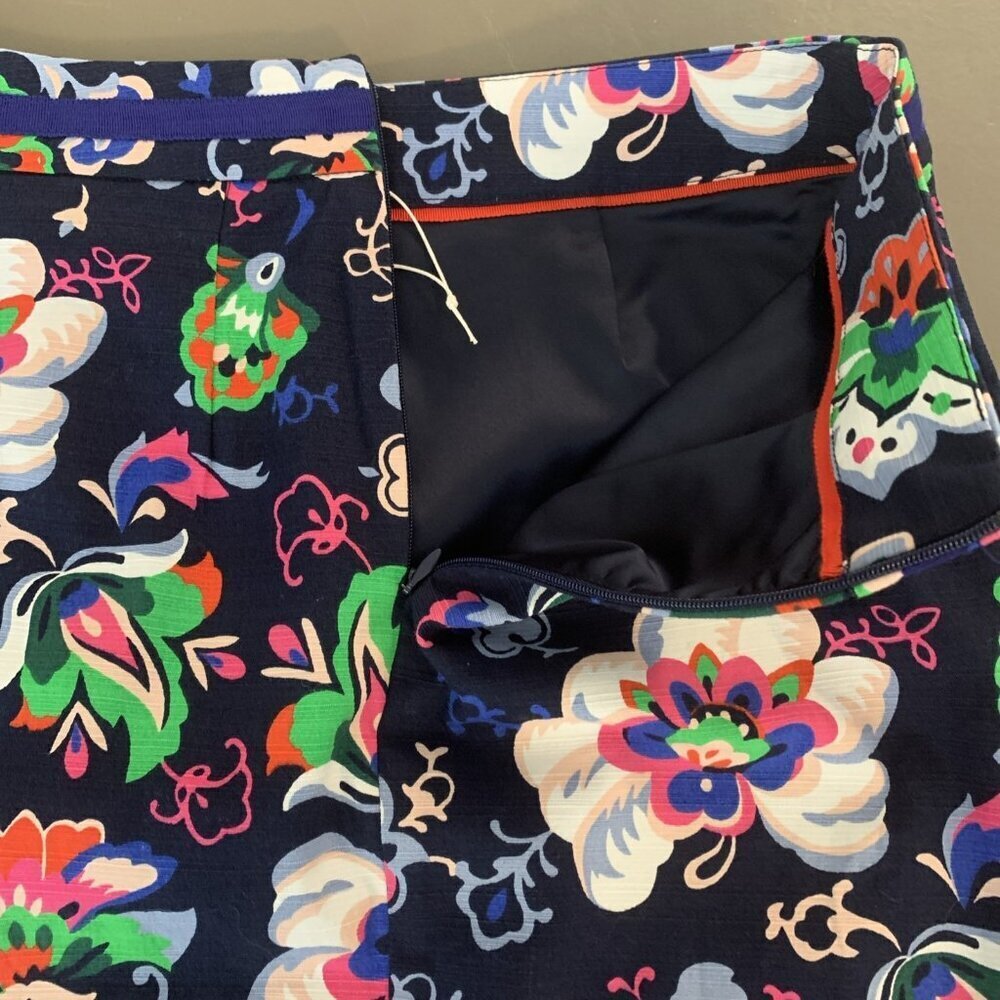 Boden Womens 4L Skirt Floral Cotton Pencil Lined NWOT Office Navy Colorful Midi - Picture 9 of 16